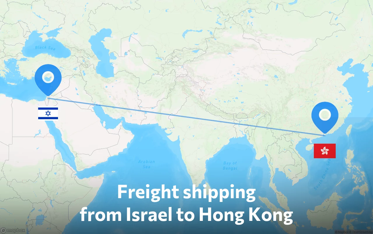 Shipping route from Israel to Hong Kong