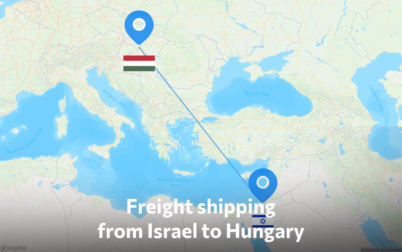 Shipping route from Israel to Hungary