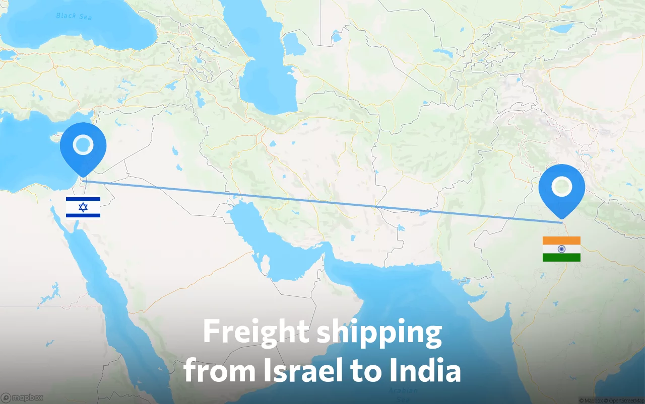 Shipping route from Israel to India