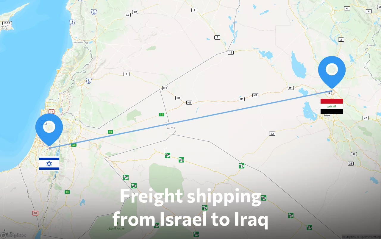 Shipping route from Israel to Iraq