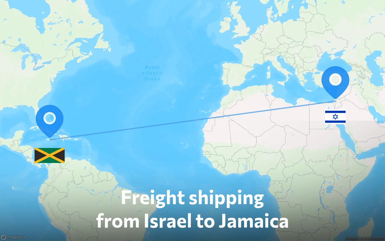 Shipping route from Israel to Jamaica