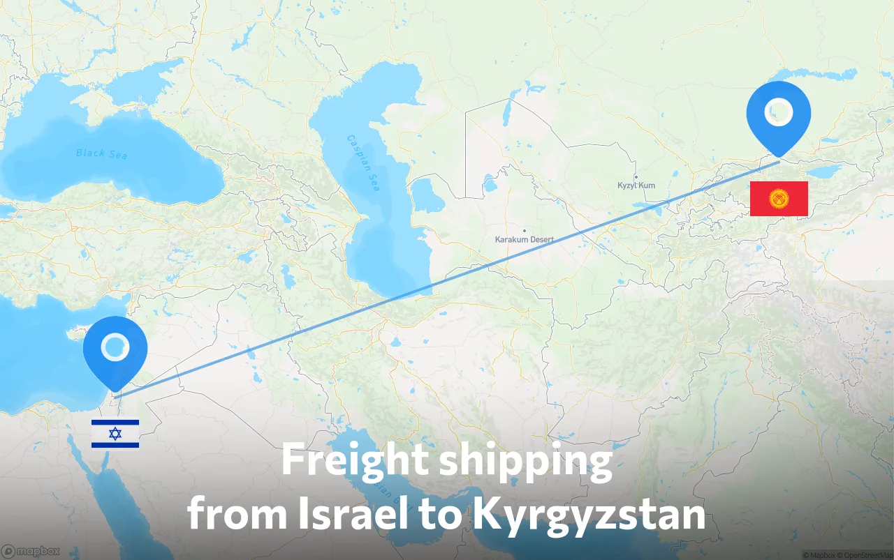 Shipping route from Israel to Kyrgyzstan