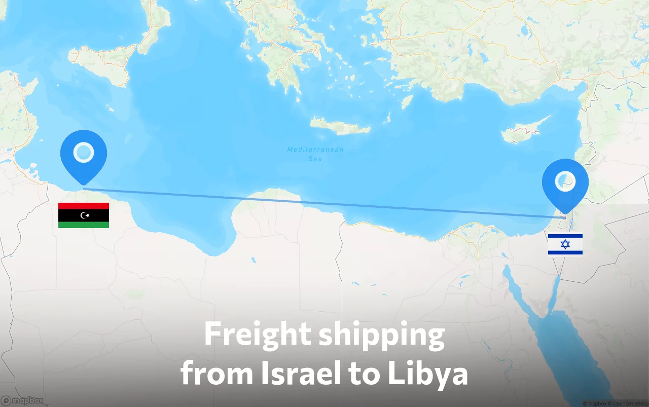 Shipping route from Israel to Libya