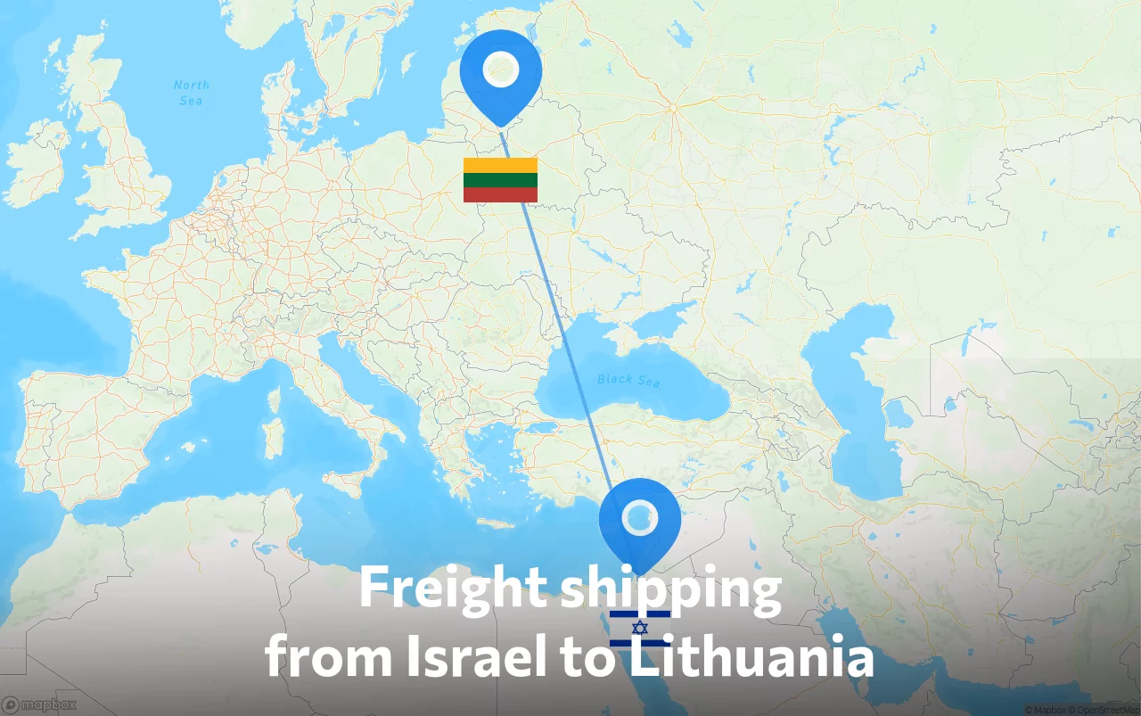 Shipping route from Israel to Lithuania