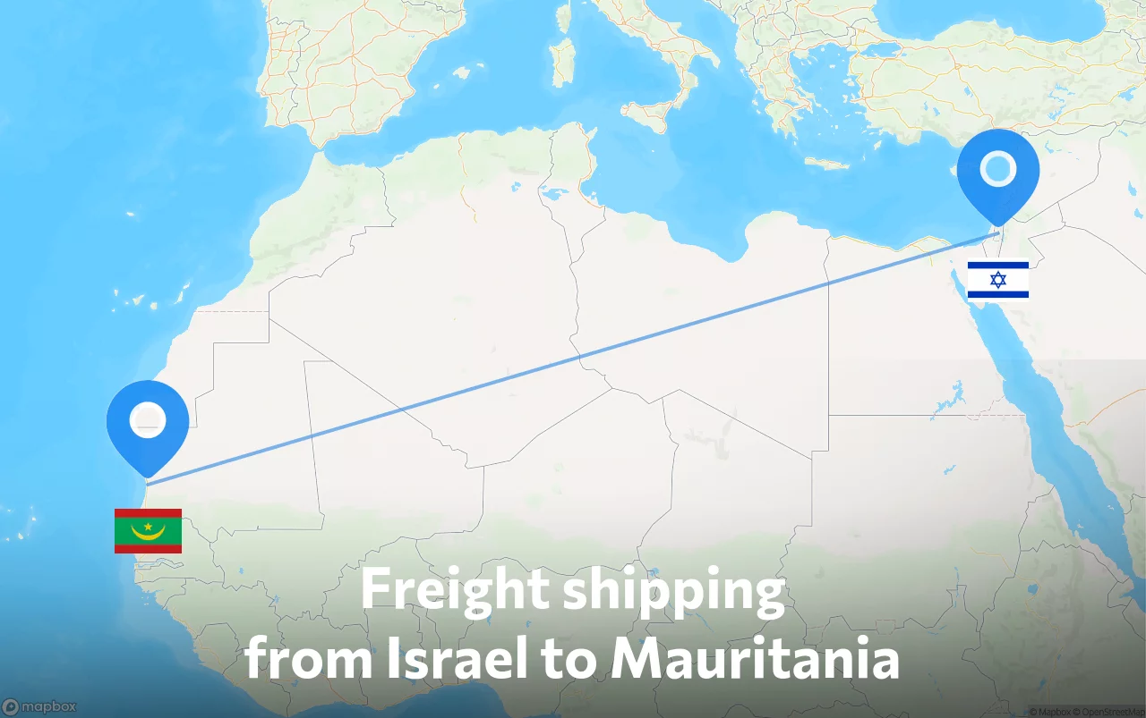 Shipping route from Israel to Mauritania