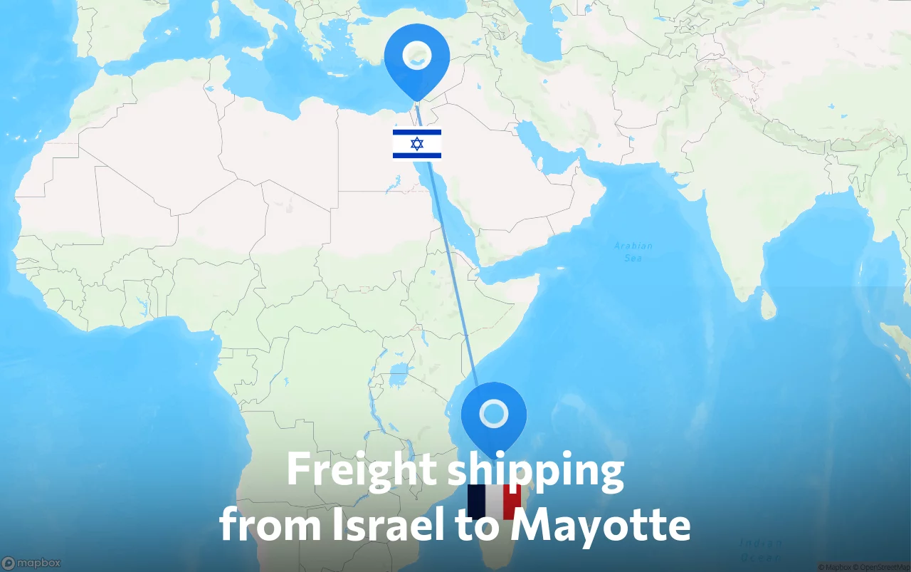Shipping route from Israel to Mayotte