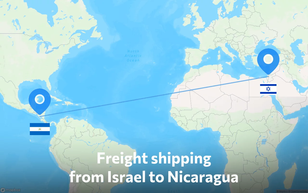 Shipping route from Israel to Nicaragua
