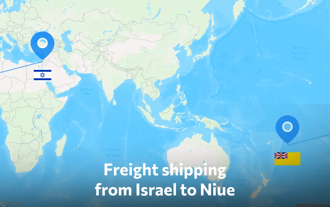 Shipping route from Israel to Niue
