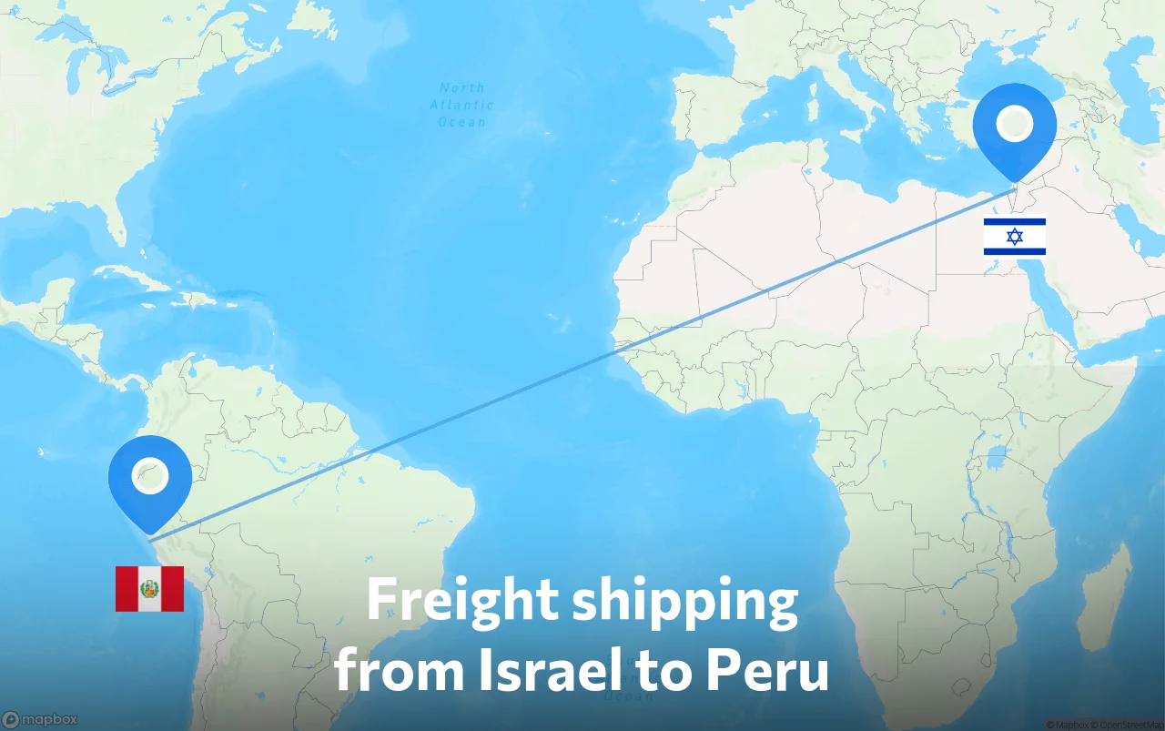 Shipping route from Israel to Peru