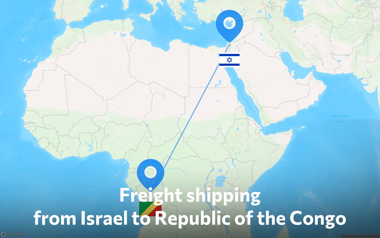 Shipping route from Israel to Republic of the Congo