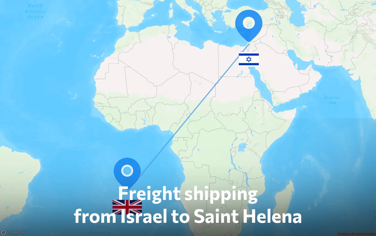 Shipping route from Israel to Saint Helena