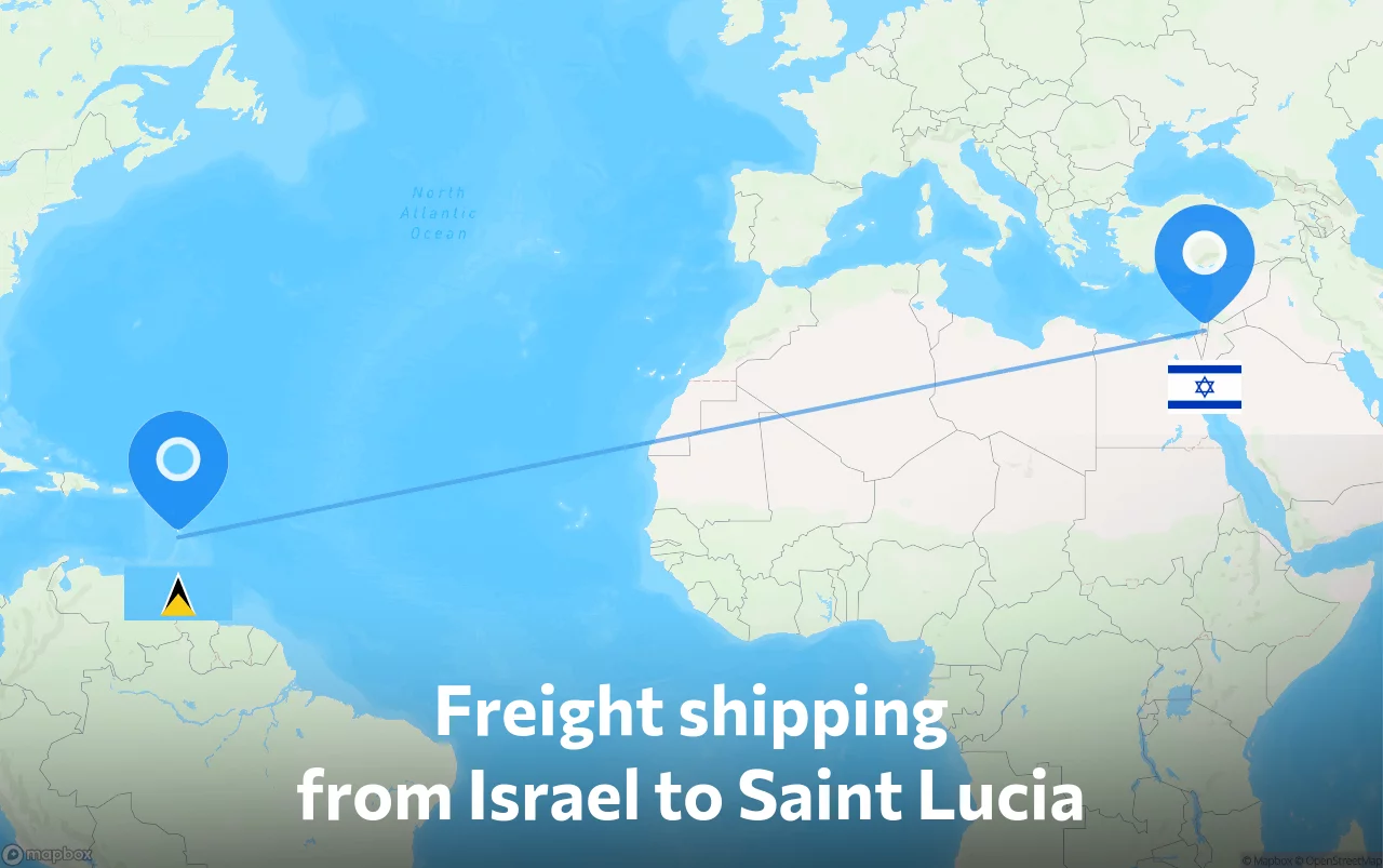 Shipping route from Israel to Saint Lucia