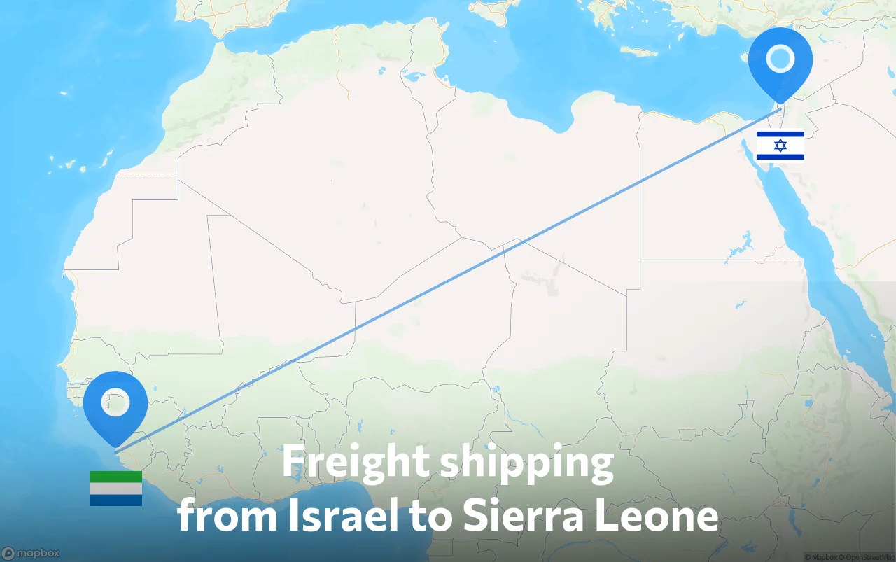 Shipping route from Israel to Sierra Leone