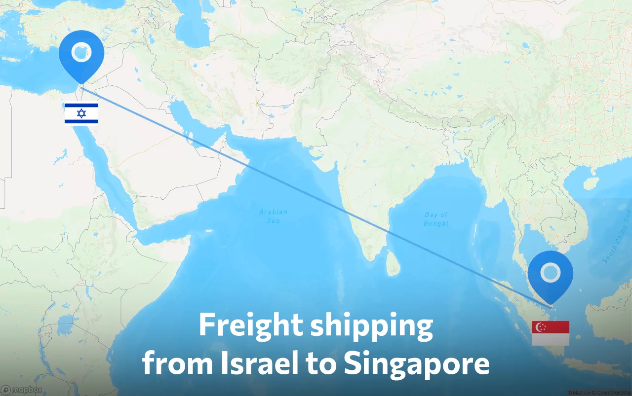 Shipping route from Israel to Singapore