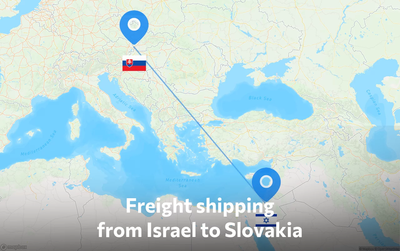 Shipping route from Israel to Slovakia