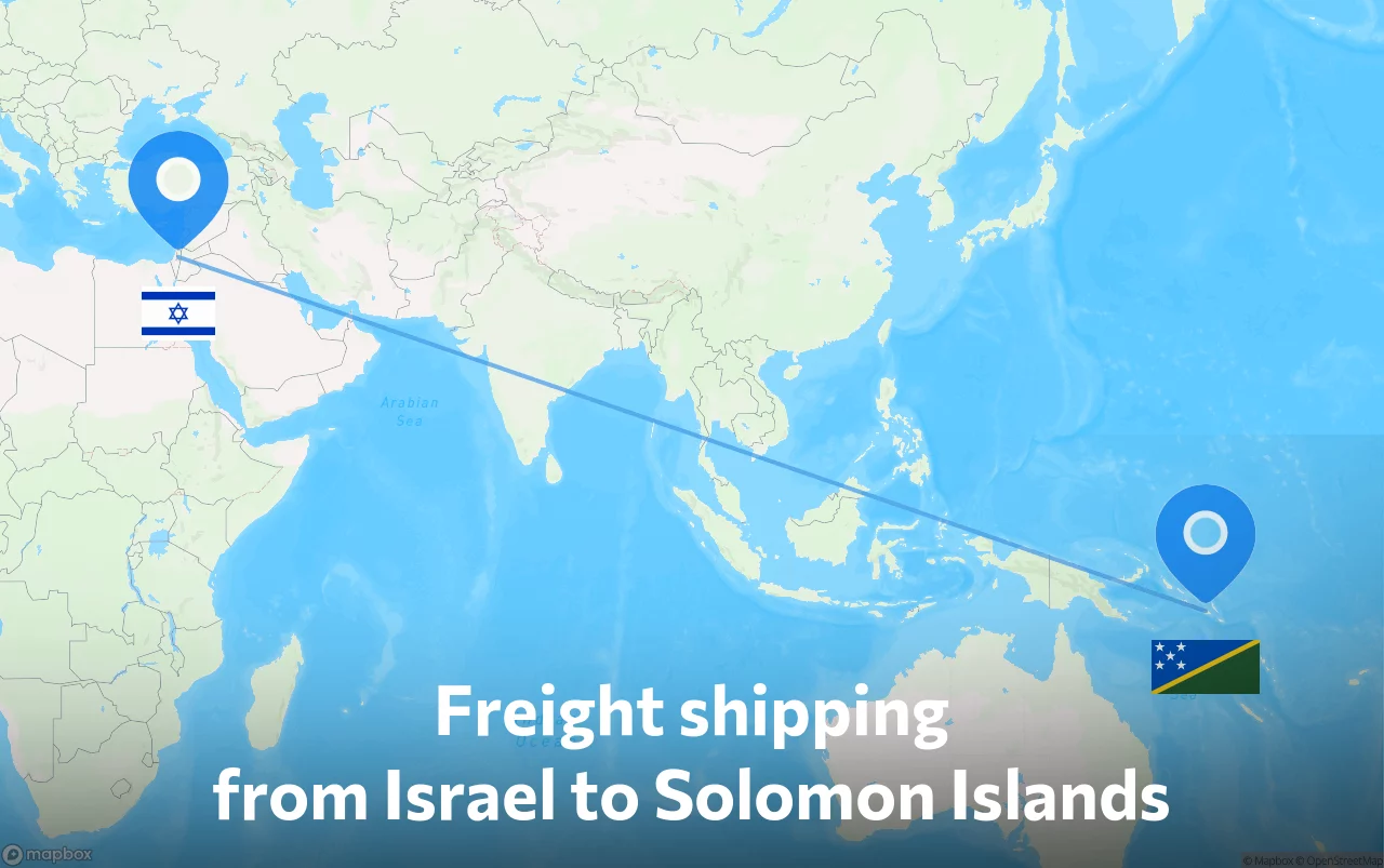 Shipping route from Israel to Solomon Islands