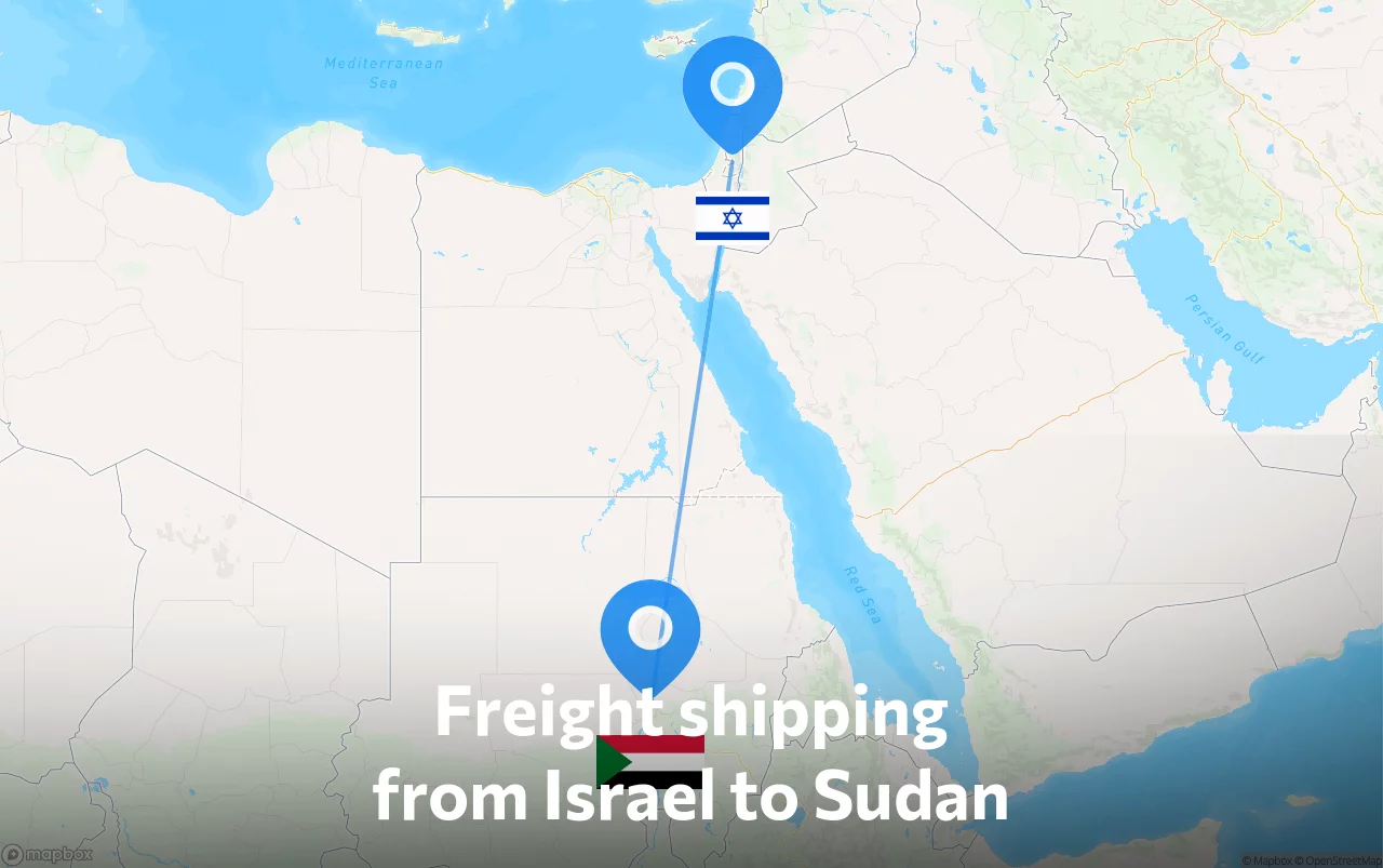 Shipping route from Israel to Sudan