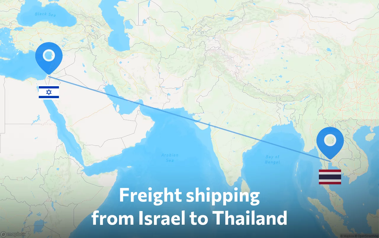 Shipping route from Israel to Thailand
