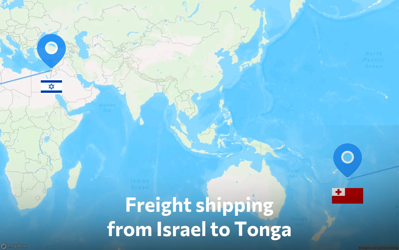 Shipping route from Israel to Tonga