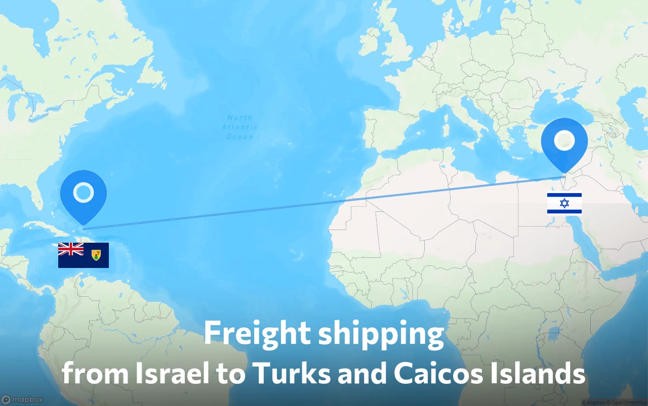 Shipping route from Israel to Turks and Caicos Islands