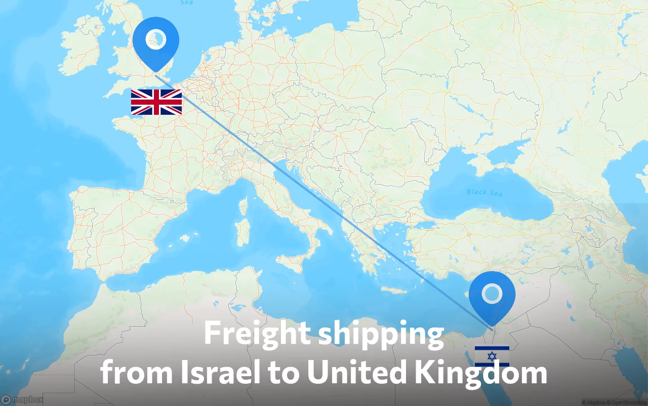 Shipping route from Israel to United Kingdom