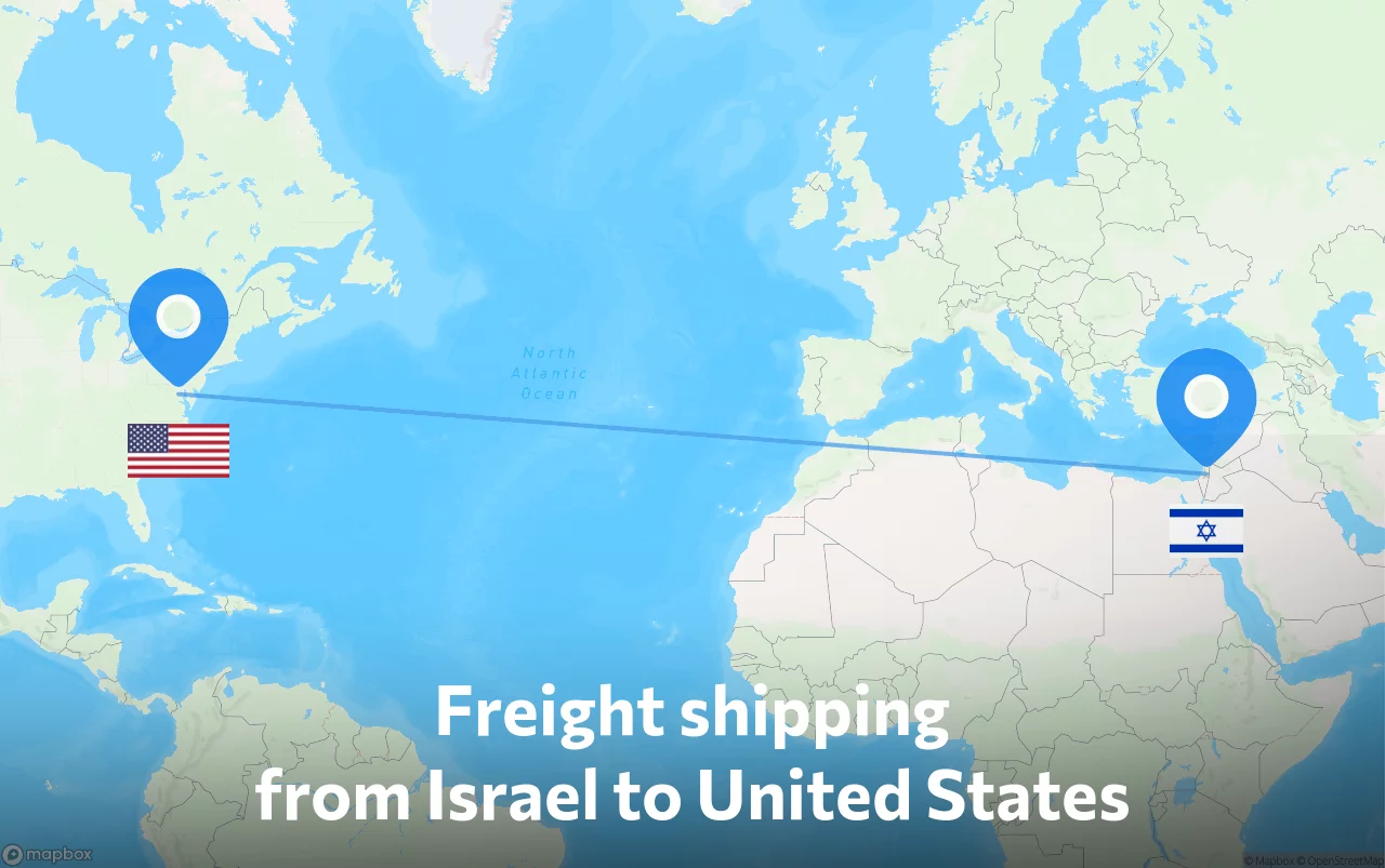Shipping route from Israel to United States
