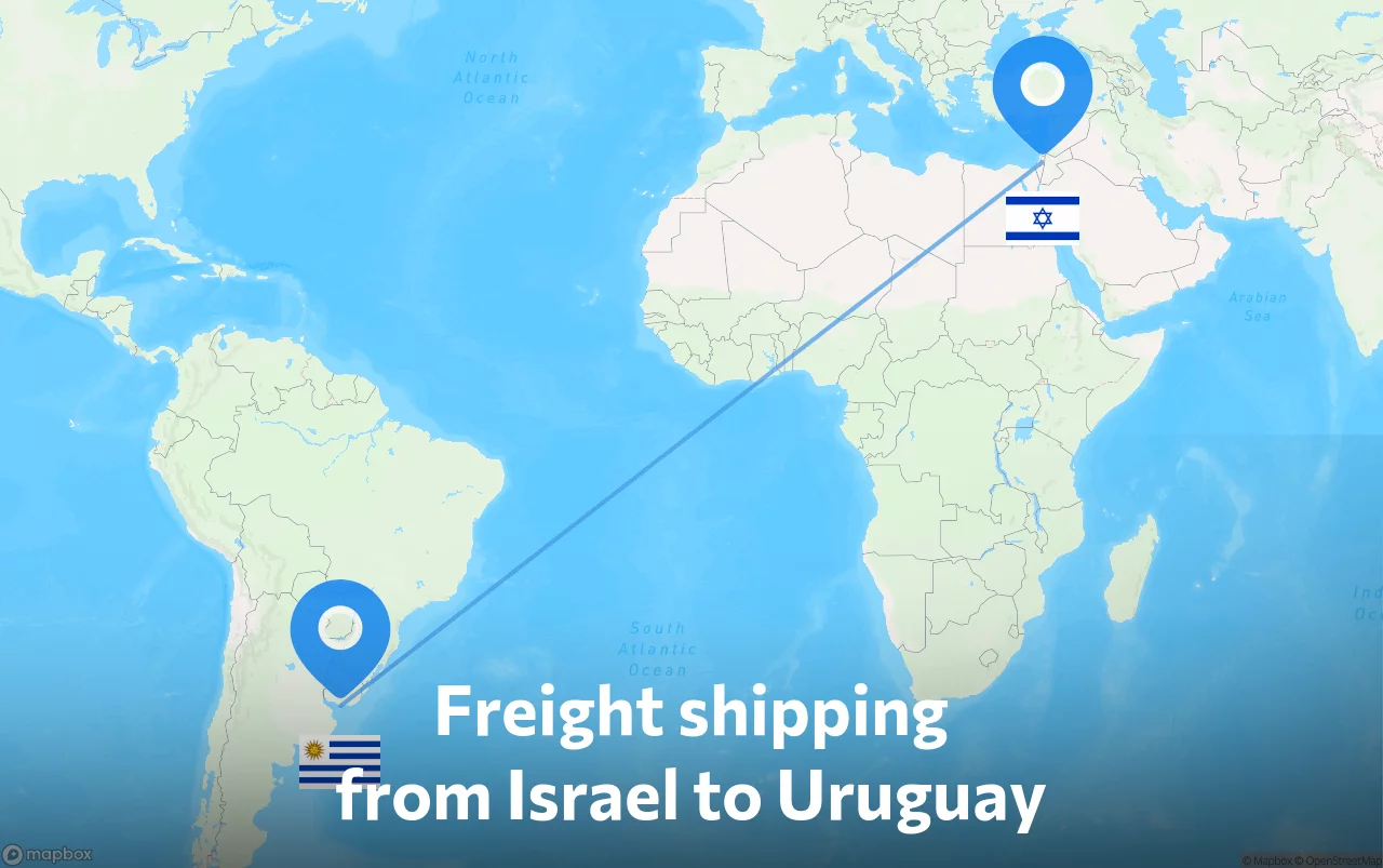 Shipping route from Israel to Uruguay