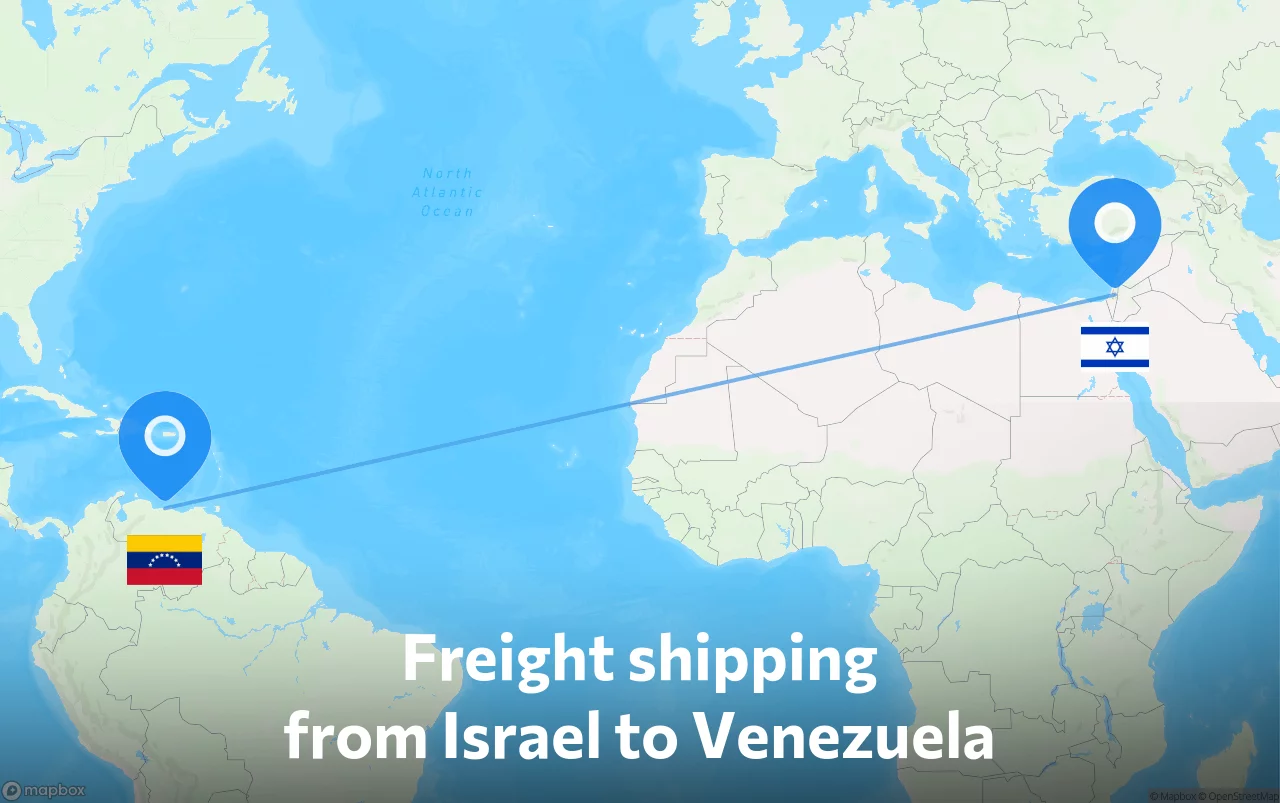 Shipping route from Israel to Venezuela