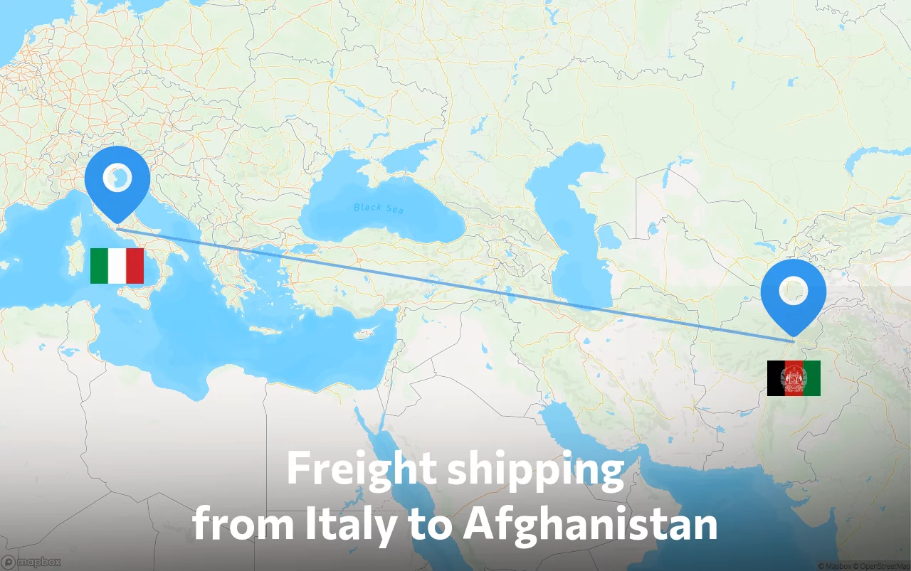 Shipping route from Italy to Afghanistan