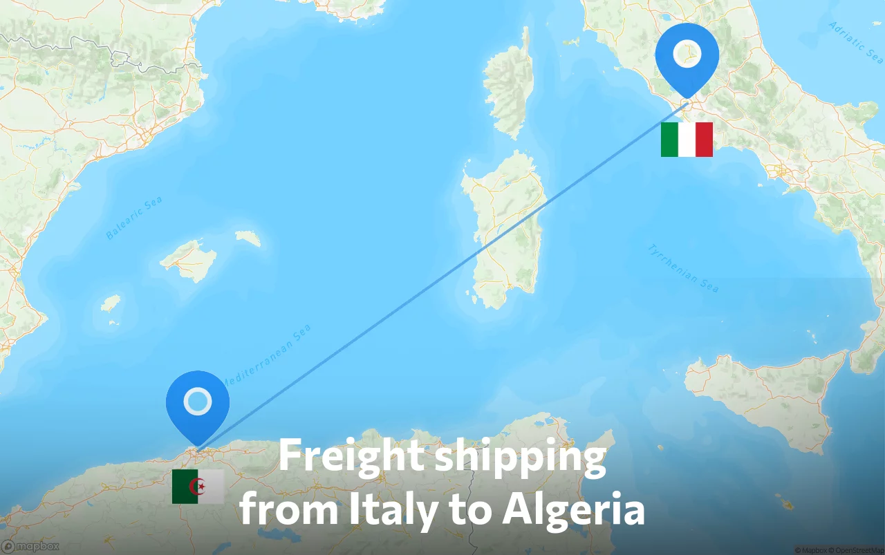 Shipping route from Italy to Algeria