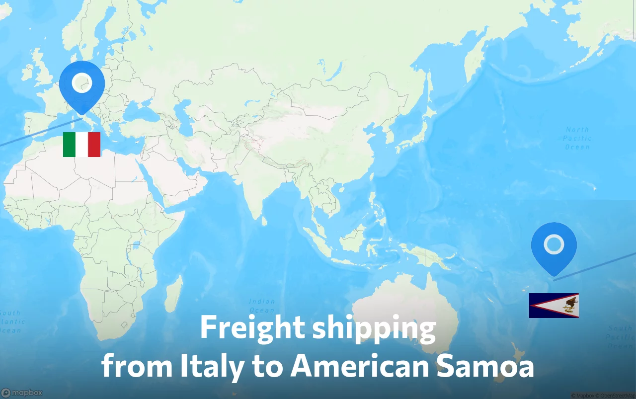 Shipping route from Italy to American Samoa