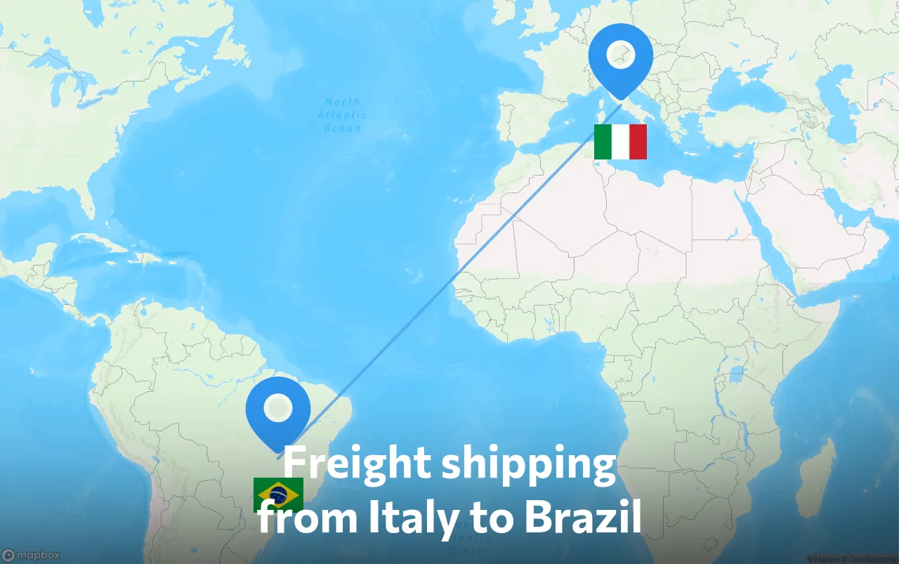 Shipping route from Italy to Brazil