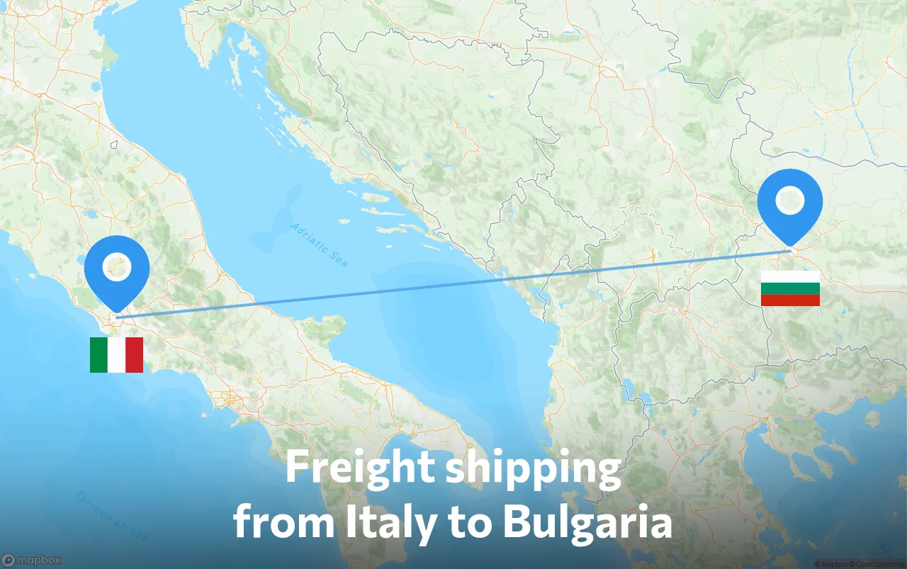 Shipping route from Italy to Bulgaria