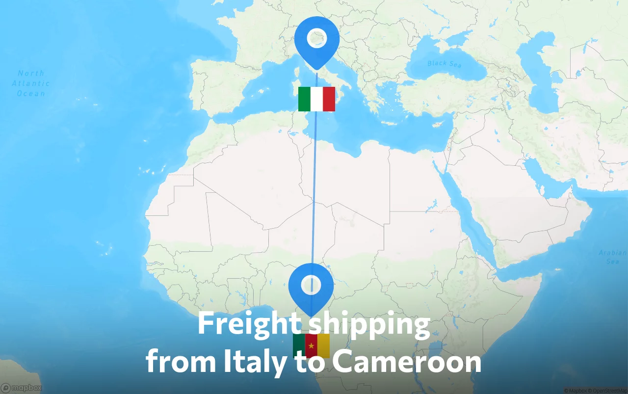 Shipping route from Italy to Cameroon