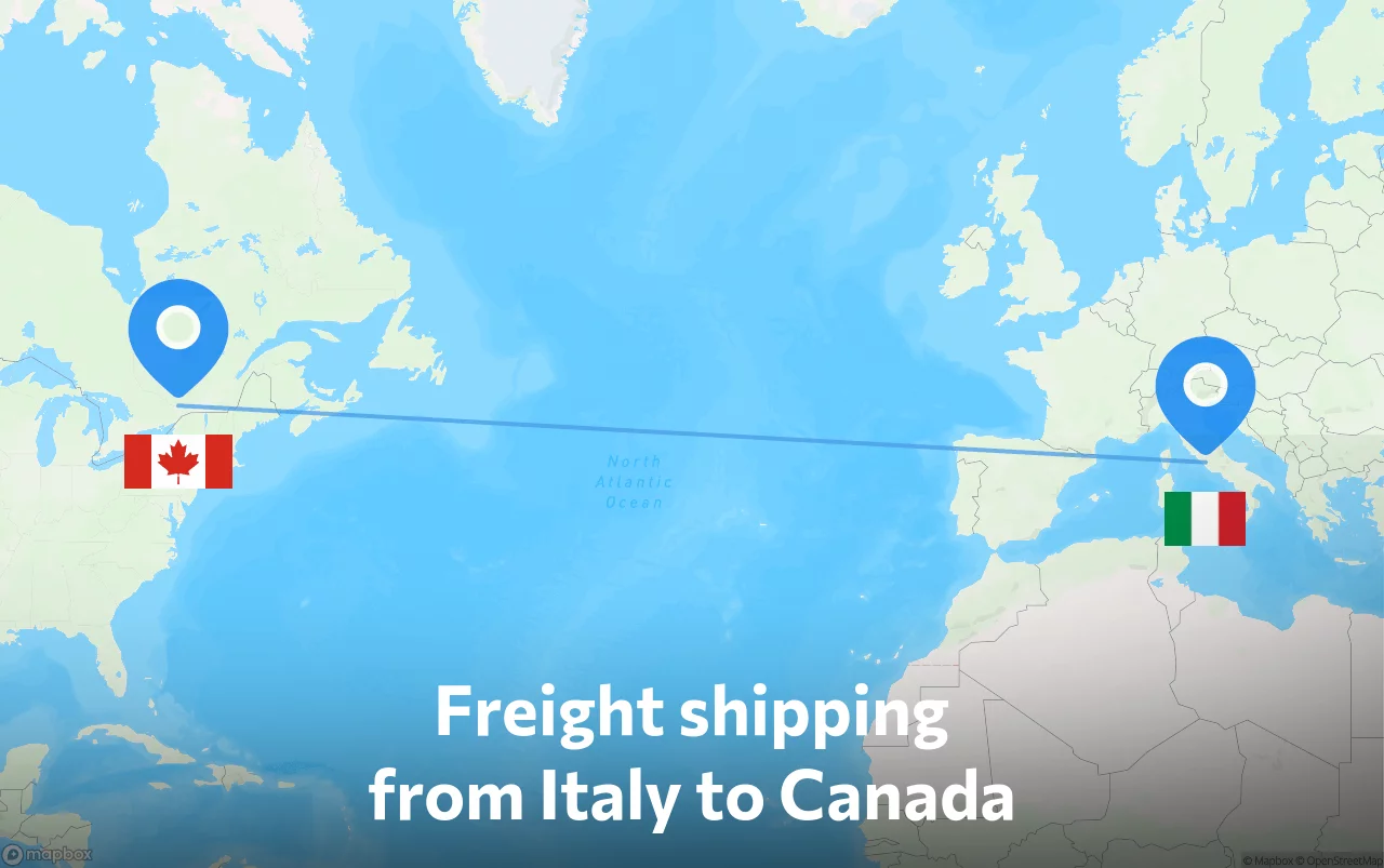 Shipping route from Italy to Canada