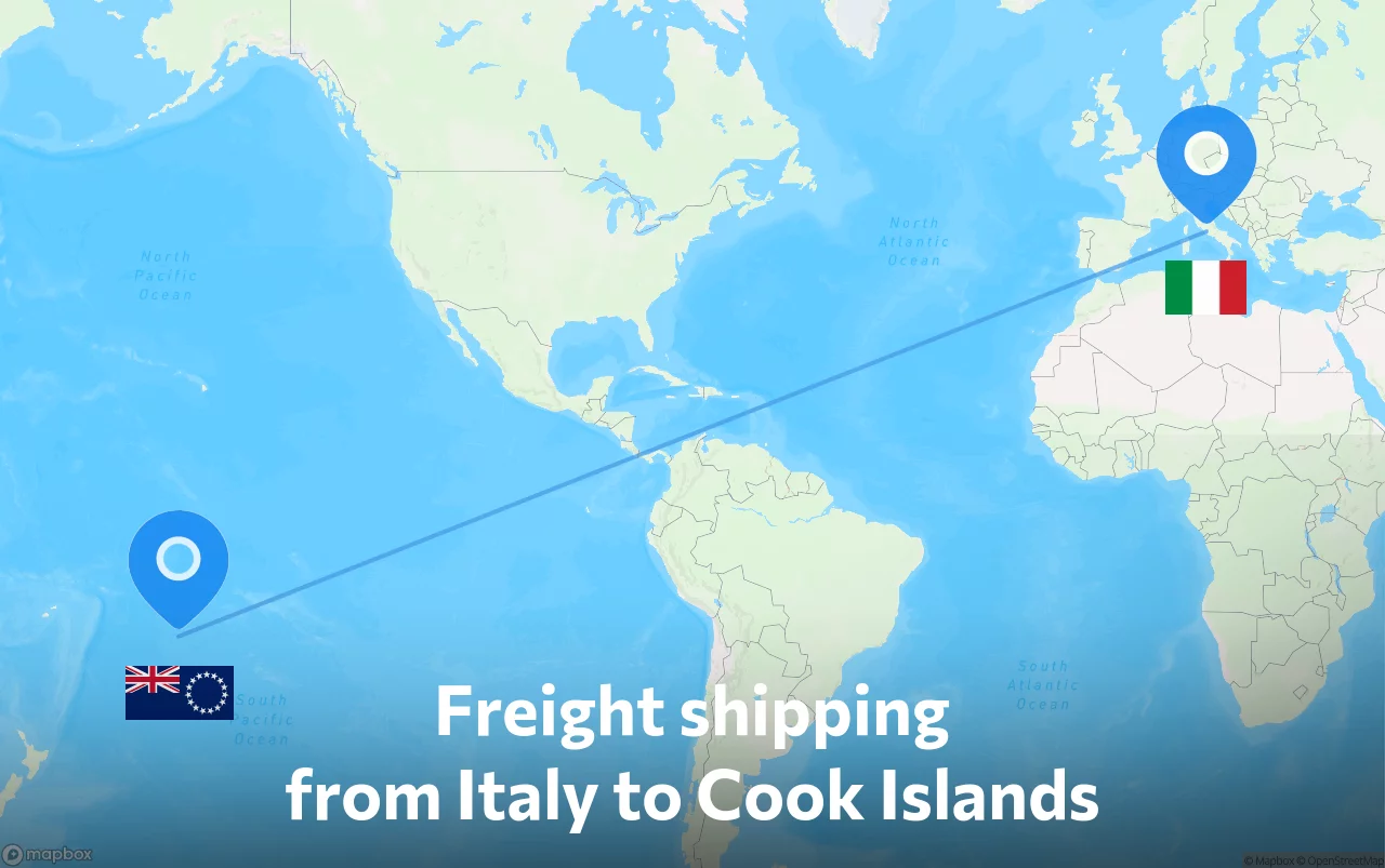 Shipping route from Italy to Cook Islands
