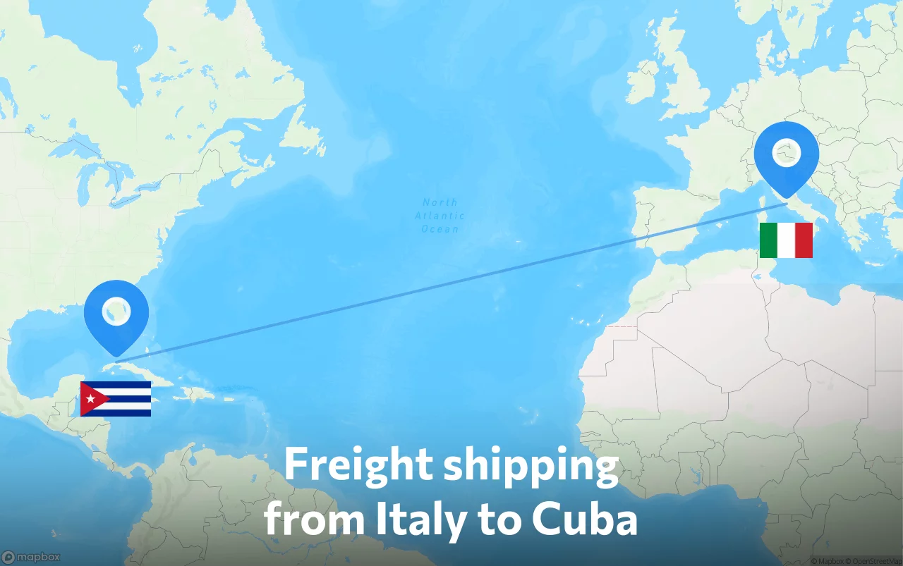 Shipping route from Italy to Cuba