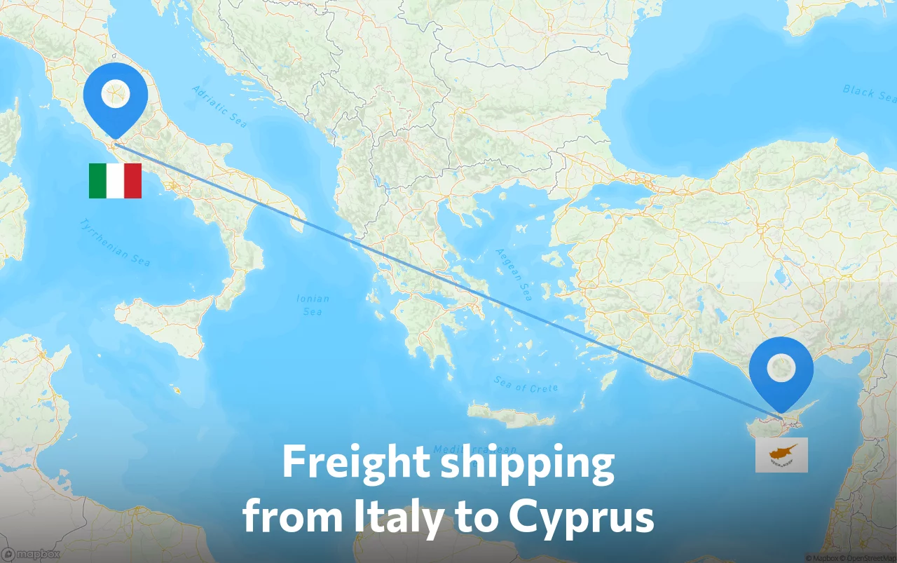 Shipping route from Italy to Cyprus