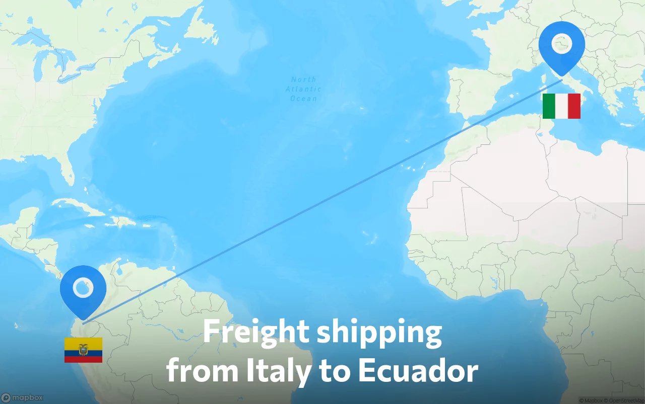 Shipping route from Italy to Ecuador