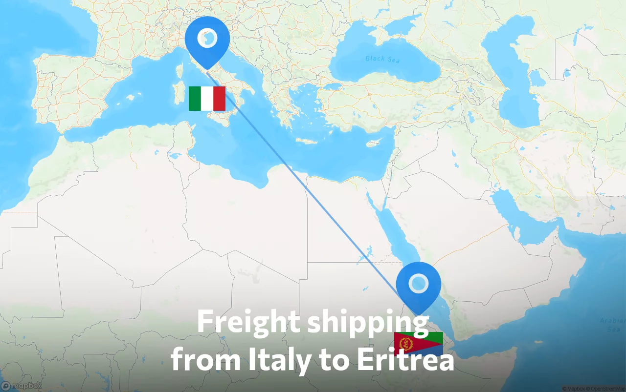 Shipping route from Italy to Eritrea