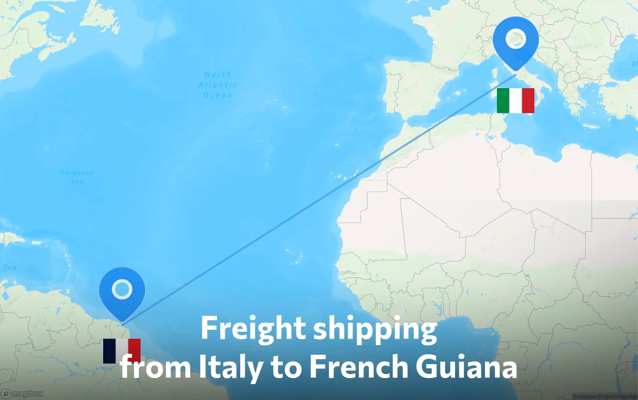 Shipping route from Italy to French Guiana