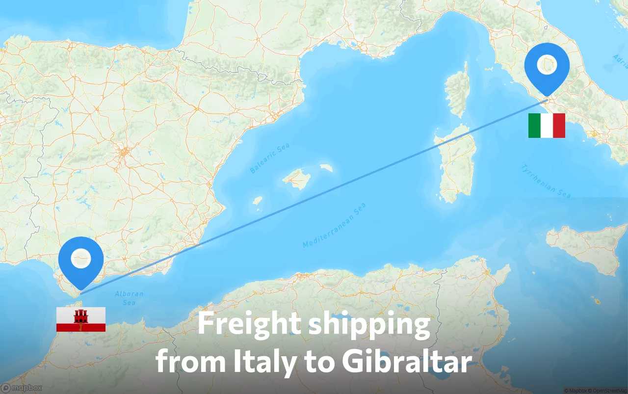 Shipping route from Italy to Gibraltar