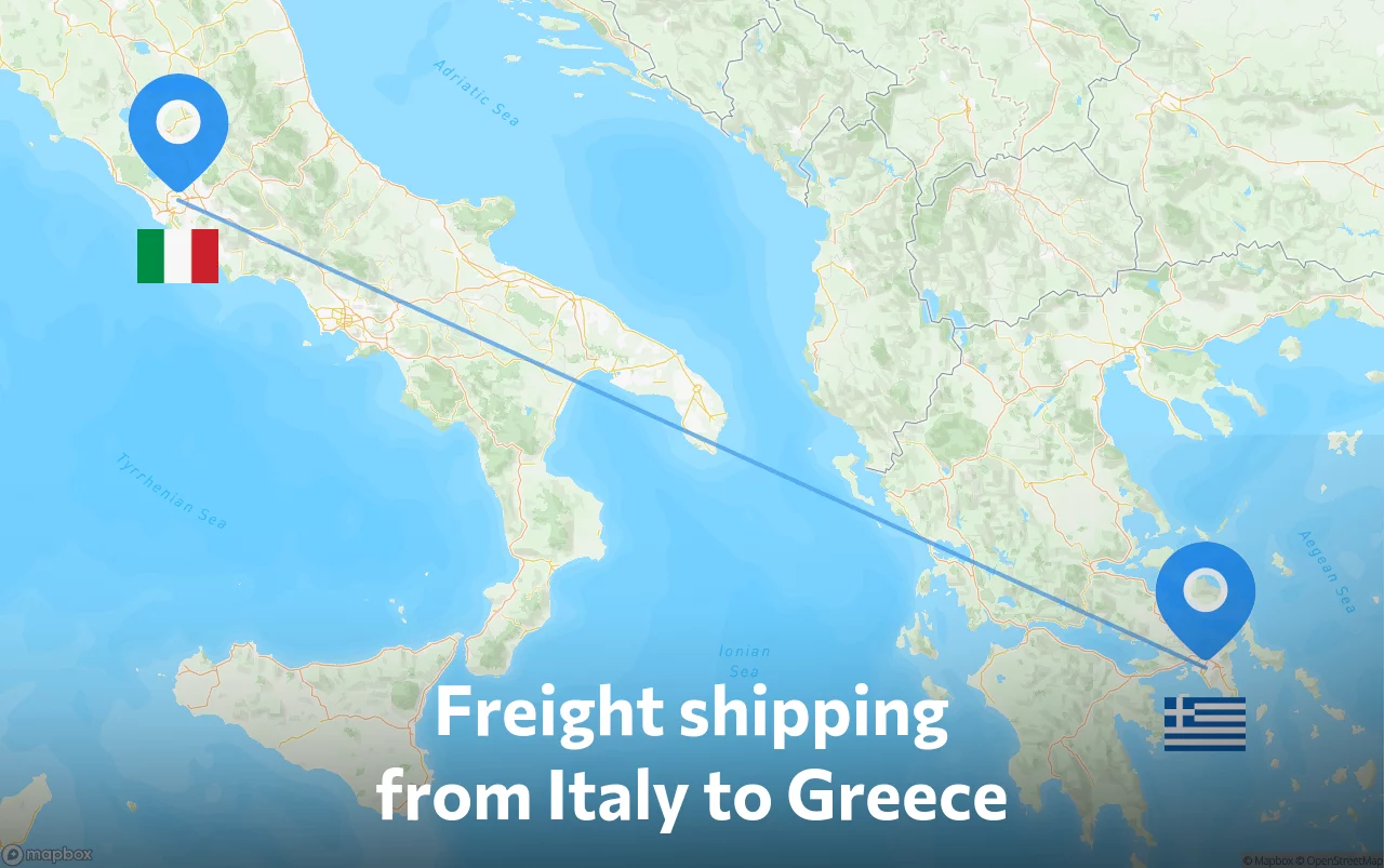 Shipping route from Italy to Greece