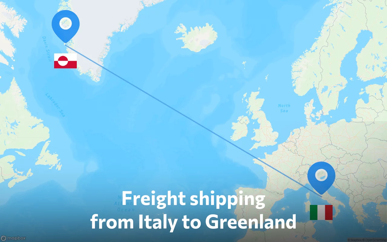 Shipping route from Italy to Greenland