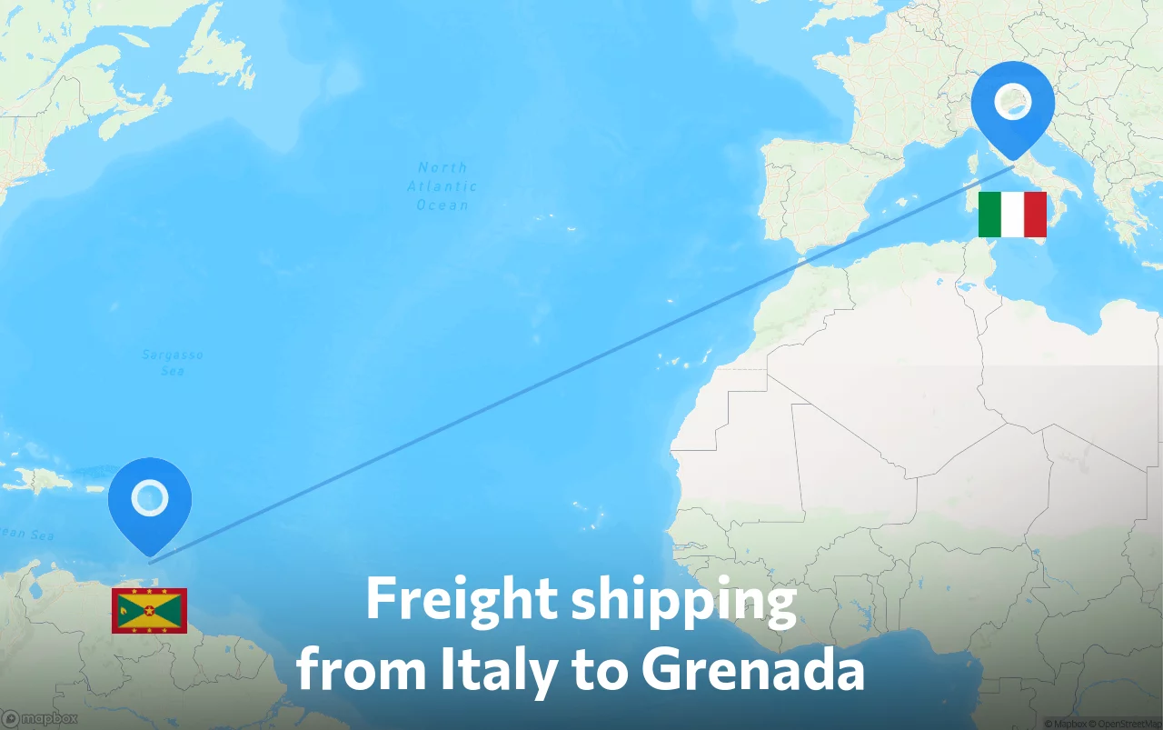 Shipping route from Italy to Grenada
