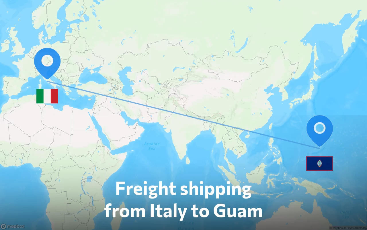 Shipping route from Italy to Guam