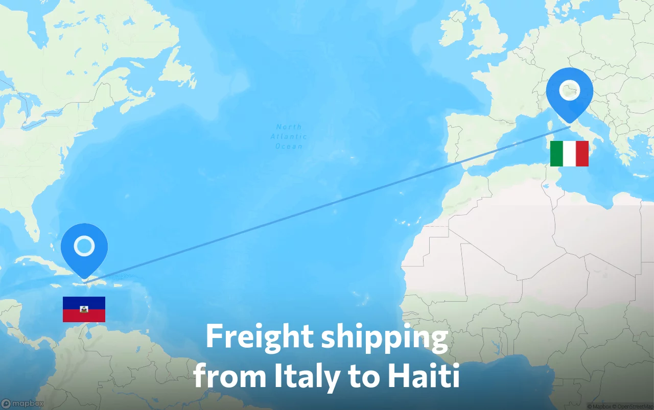 Shipping route from Italy to Haiti