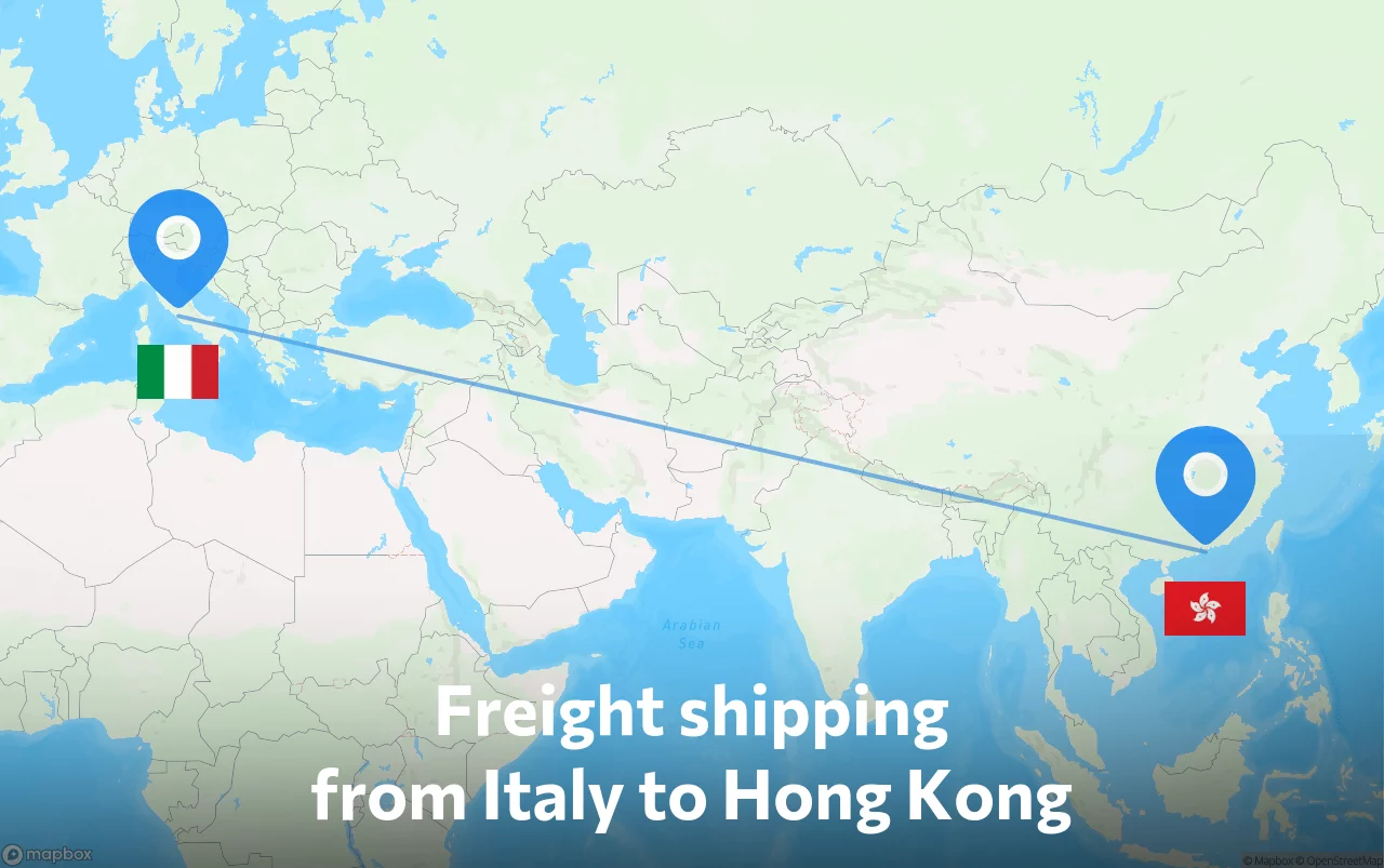 Shipping route from Italy to Hong Kong