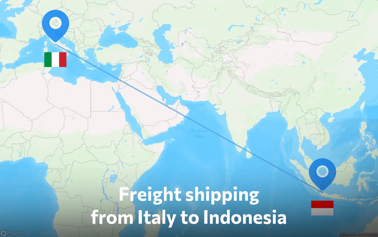 Shipping route from Italy to Indonesia