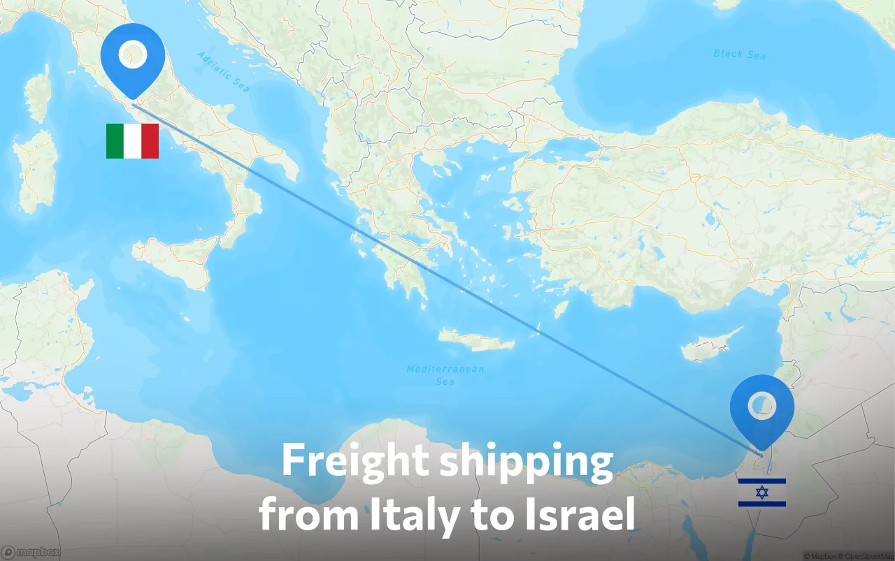 Shipping route from Italy to Israel